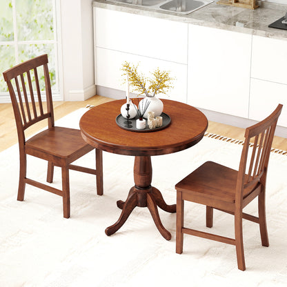 3-Piece Round Dining Table Set with 2 Chairs - Walnut