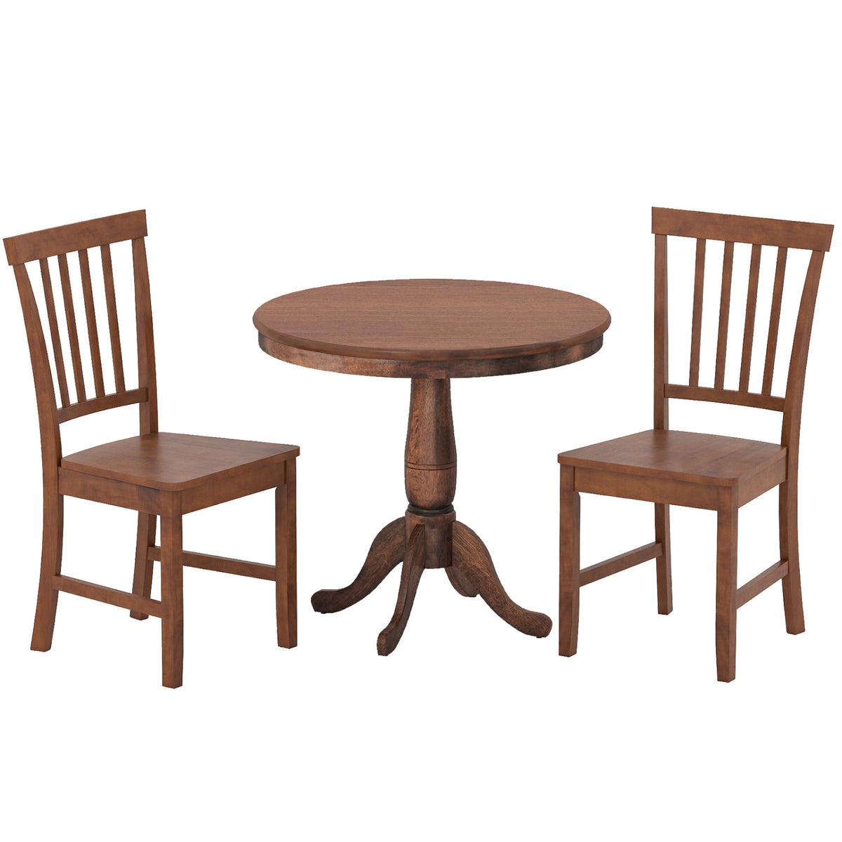 3-Piece Round Dining Table Set with 2 Chairs - Walnut