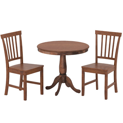 3-Piece Round Dining Table Set with 2 Chairs - Walnut