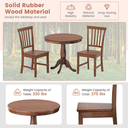 3-Piece Round Dining Table Set with 2 Chairs - Walnut