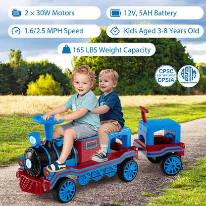 3-Seater Trackless Ride-On Train 12V with Removable Chairs