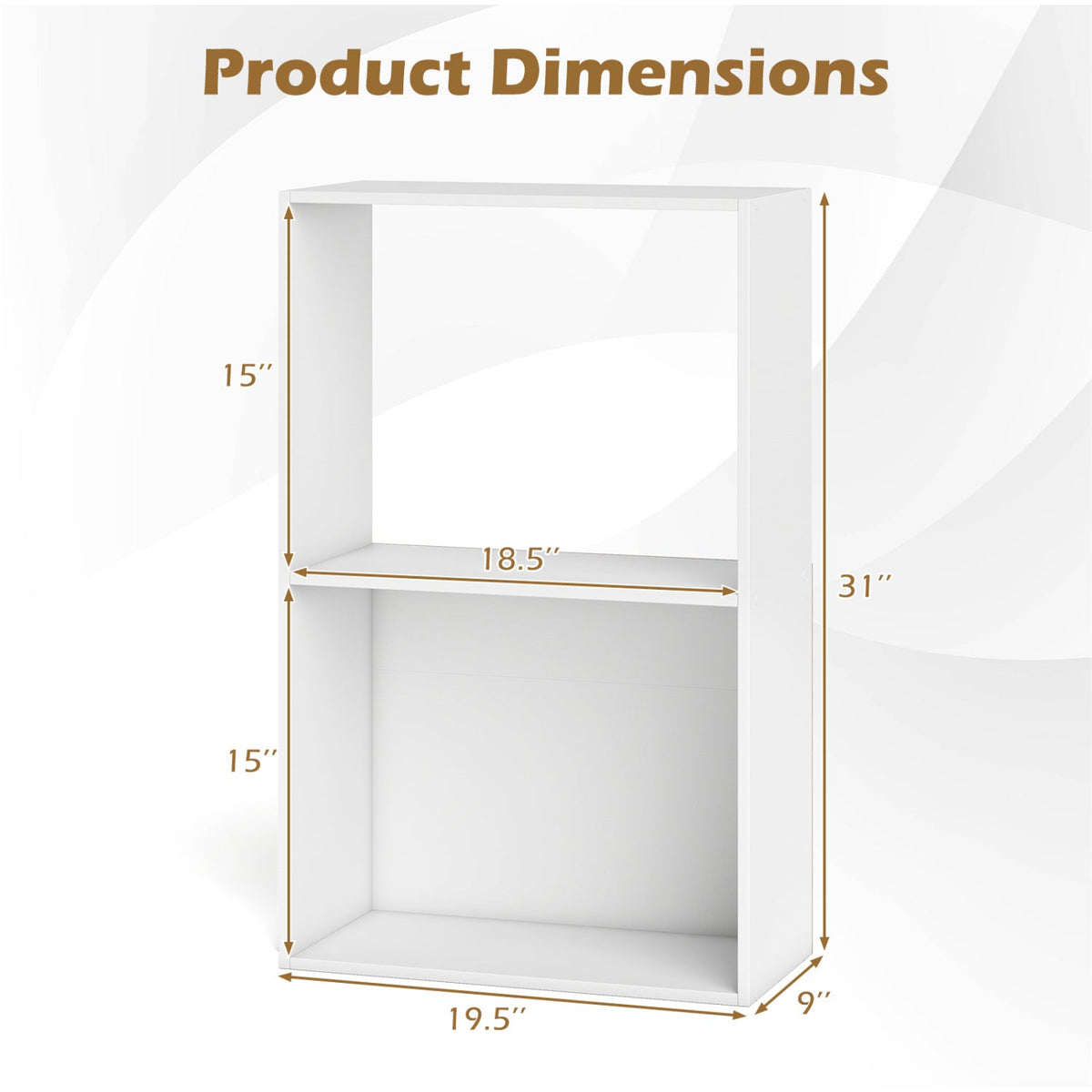 3-Tier Bookshelf with Open Storage Compartments