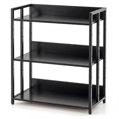 3-Tier Corner Bookshelf with Adjustable Shelves - Black