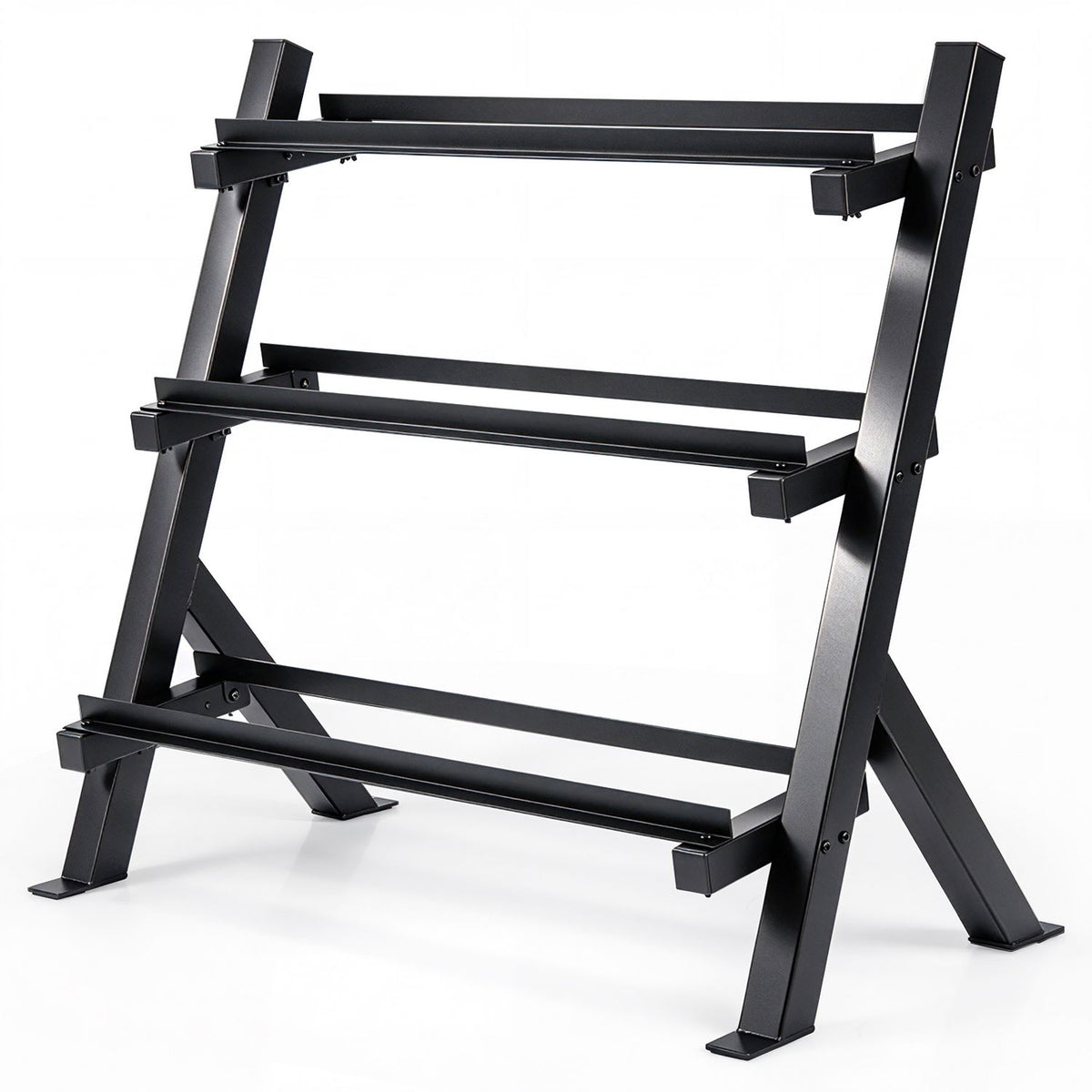 3-Tier Dumbbell Rack with Adjustable Bracket Spacing for Gym-Black