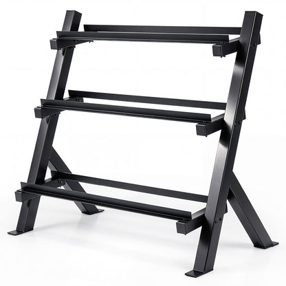3-Tier Dumbbell Rack with Adjustable Bracket Spacing for Gym-Black