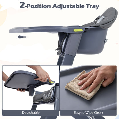 3-in-1 Convertible Baby High Chair with Tray and Footrest