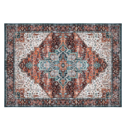 Vintage Area Rug 6x9 FT Non-Slip Washable Soft Faux Cashmere