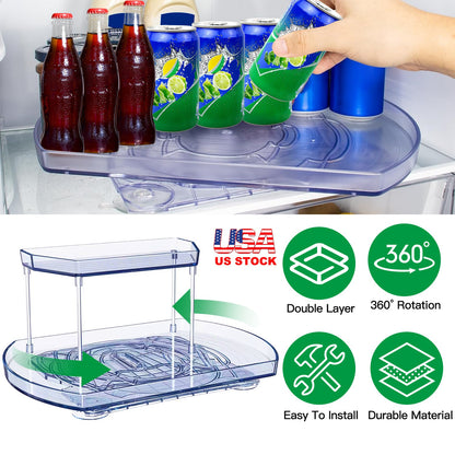 2-Tier Turntable Organizer with 360° Rotating Slide Rail