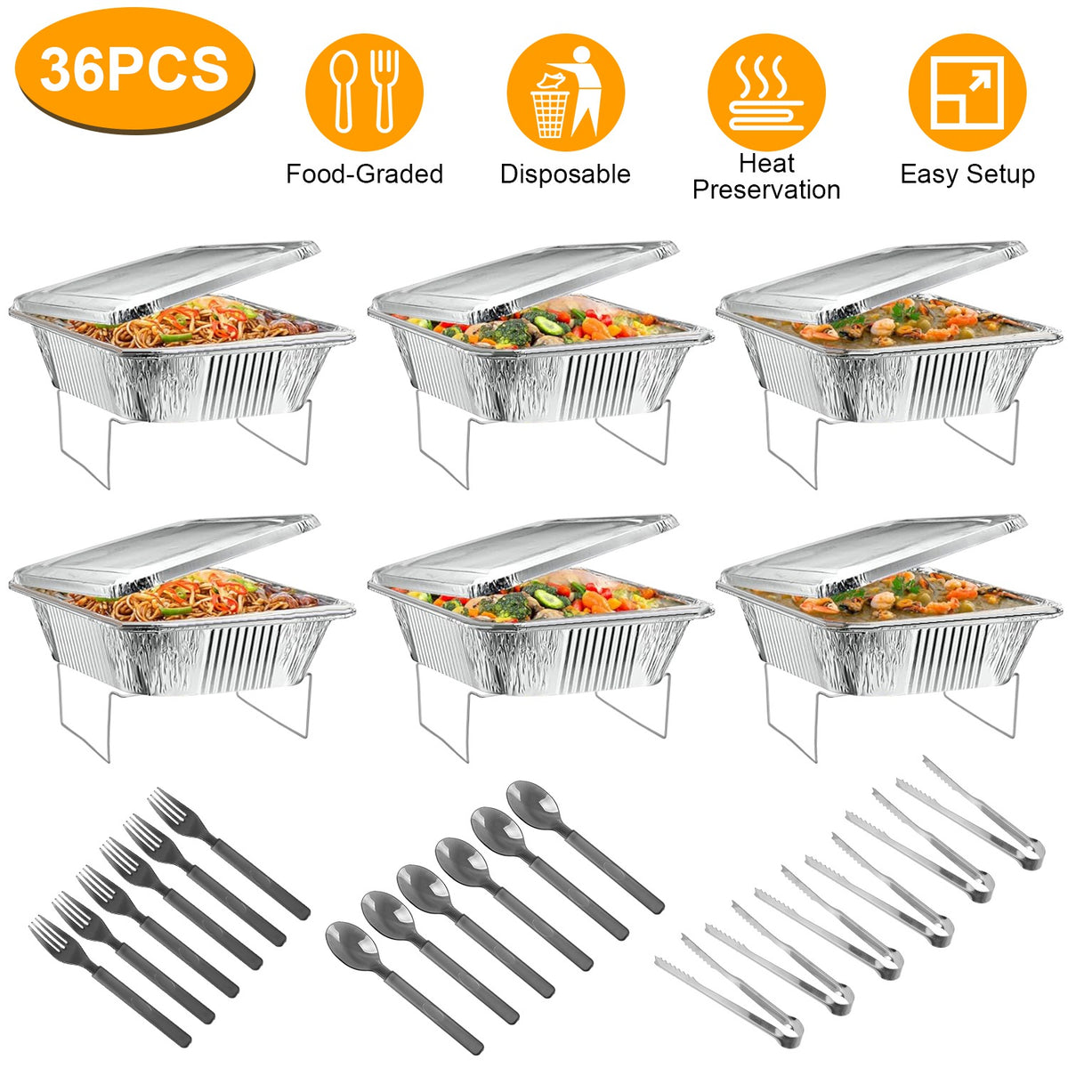 Disposable Chafing Dish Buffet Set - 36 Piece Party Server