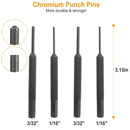 19Pcs Hammer Punch Set Drift Pin Punch Kit w/ Brass Chromium Plastic Punches for Gunsmithing Maintenance Armorers Watch Jewelry Craft w/ Portable Stor