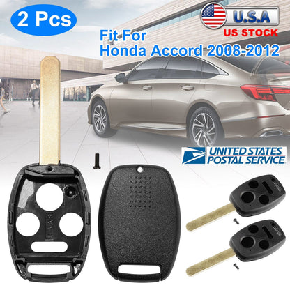 2Pcs Keyless Entry Remote Shell Case Fit For Honda Accord 2008-2012 Car Key Fob Pad Replacement N5F-S0084A N5F-A05TAA w/ Uncut Blade