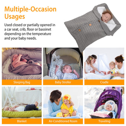 Baby Knit Swaddle Blanket with Button Closure 0-12 Months