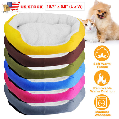 Soft Fleece Dog Bed with Reversible Cushion for Small Pets