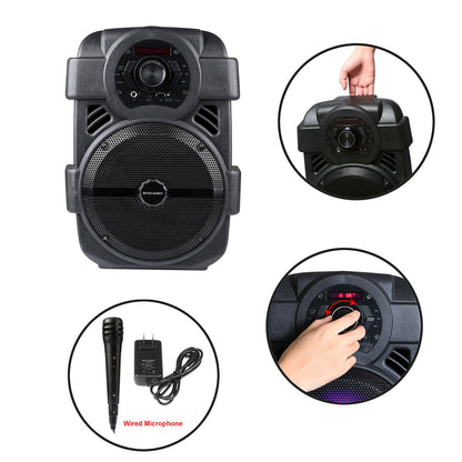 Portable PA Karaoke Speaker with 8" Subwoofer & DJ Lights