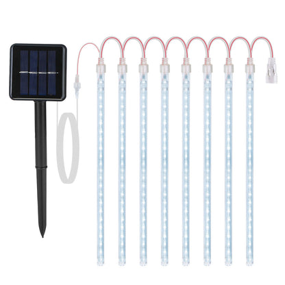 Solar Meteor Shower String Lights 8 Tubes 144 LED Waterproof