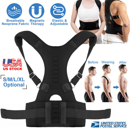 Magnetic Posture Corrector Back Brace with Lumbar Support