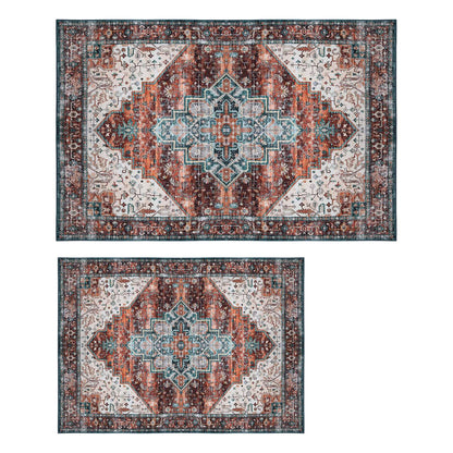 Vintage Area Rug 6x9 FT Non-Slip Washable Soft Faux Cashmere