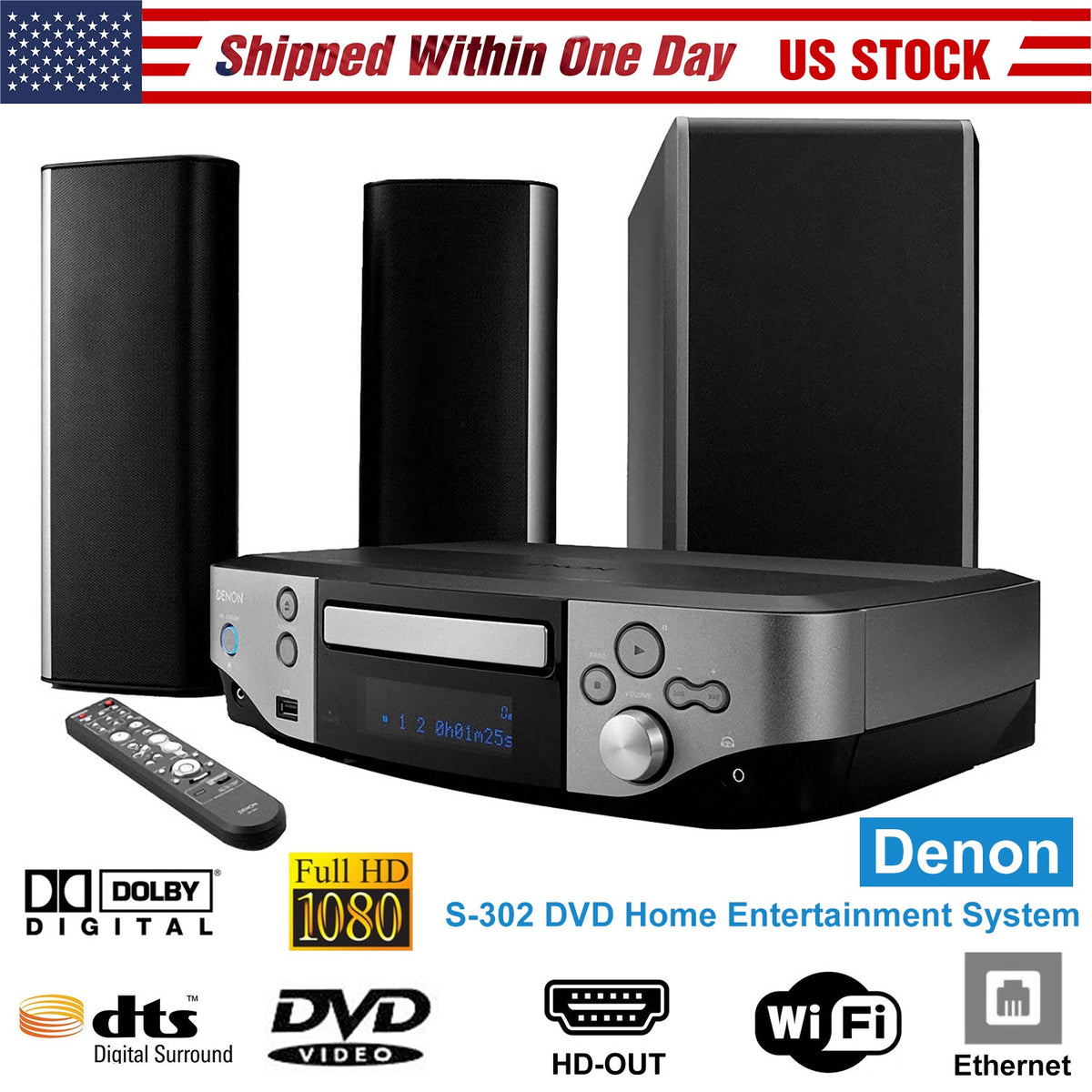 DVD Home Theater System with WiFi and 1080p Upscaling