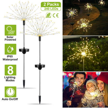 Solar Starburst Lights 240 LED Firework Garden Stake Lights