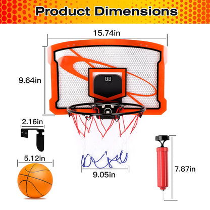 Over-the-Door Mini Basketball Hoop with Electronic Scorer