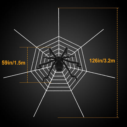 Giant Halloween Spider Decoration with 126" Spider Web Set