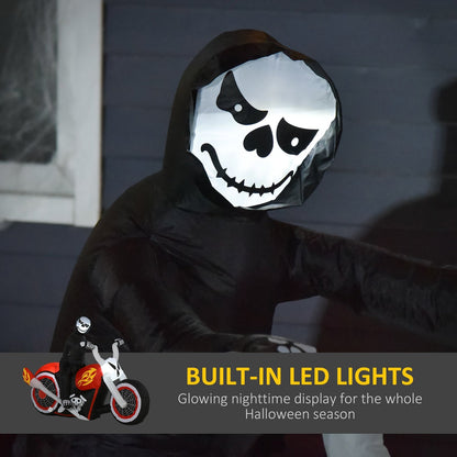 Halloween Inflatable Grim Reaper on Motorcycle with LED Lights