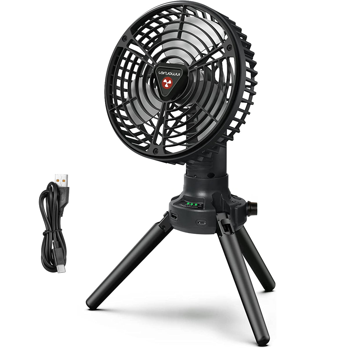 Camping Fan with LED Light & Power Bank - 270° Oscillating