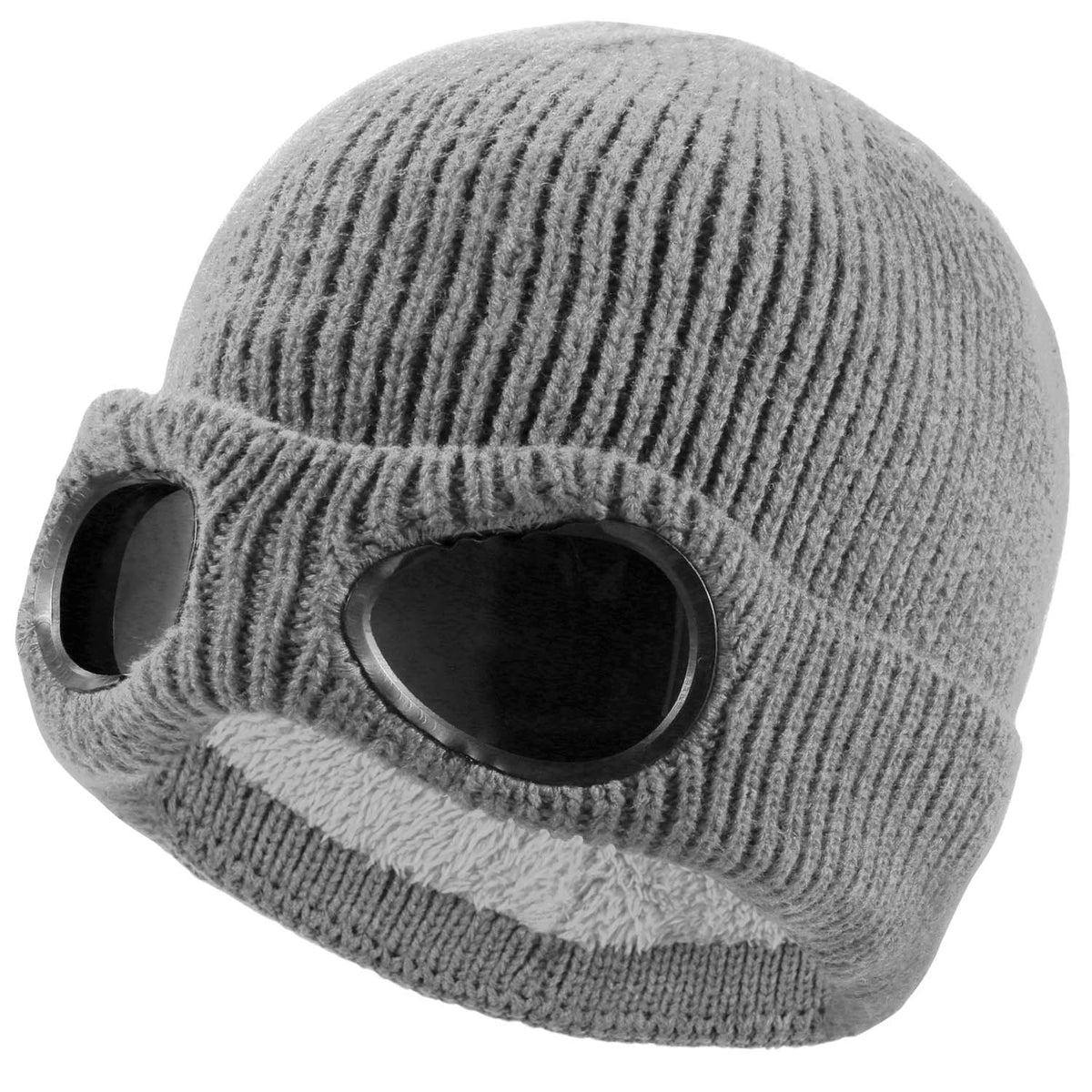 Knit Beanie Hat with Goggle - Warm Winter Skull Cap