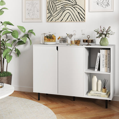 42 Inch Sideboard Buffet Cabinet Kitchen with Adjustable Shelves-White