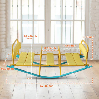 3-Seat Rocking Seesaw for Kids with Safety Handles & Backrests