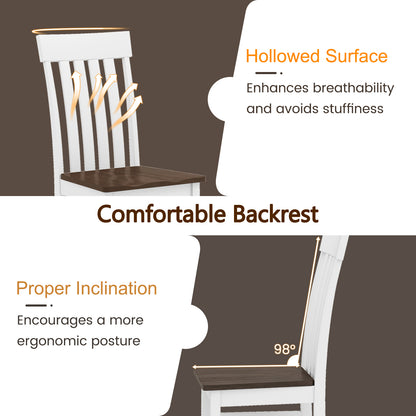 Dining Chairs with Slatted High Backrest, Set of 2