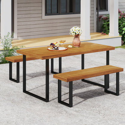 48-Inch Acacia Wood Outdoor Bench Set of 2