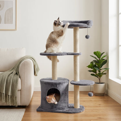 Cat Tree 43" with Condo, Perches & Scratching Posts