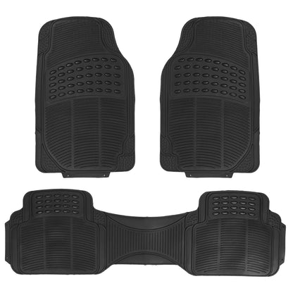 Car Floor Mats Set 3-Piece Heavy Duty PVC Rubber Trimmable