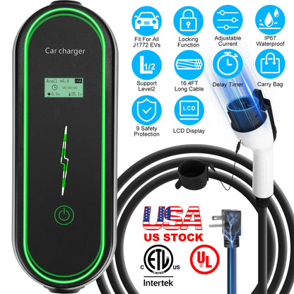 Level 2 EV Charger with NEMA 6-20P Plug and Carry Bag