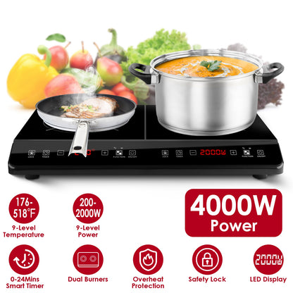 Dual Induction Cooktop 4000W Portable Electric Double Burner