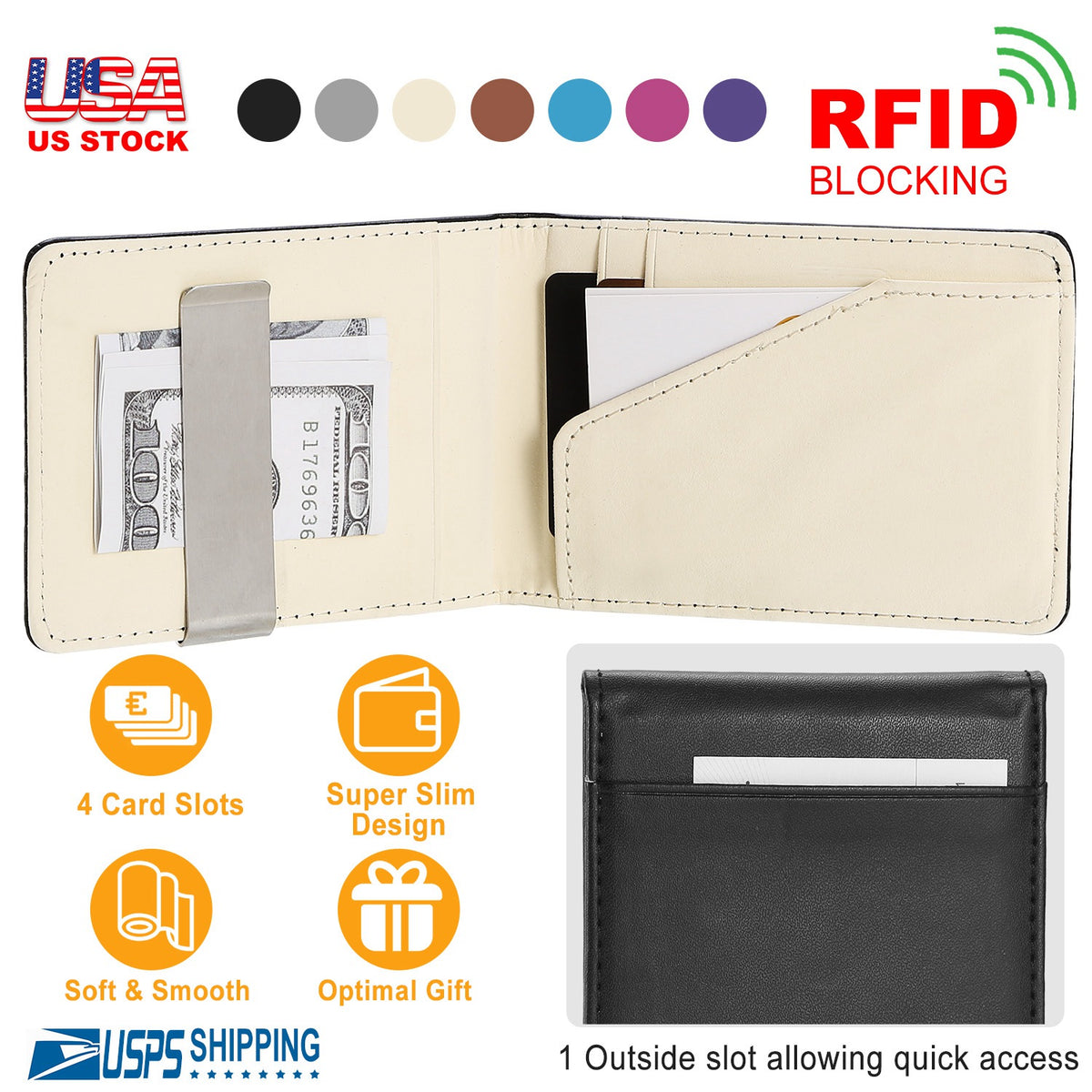 Unisex Leather Wallet Credit Card Holder