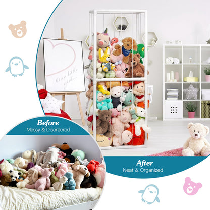 Stuffed Animal Storage Organizer - 63" Tall Standing Cage