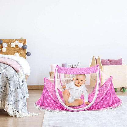Foldable Baby Travel Bed with Mosquito Net & Music Box