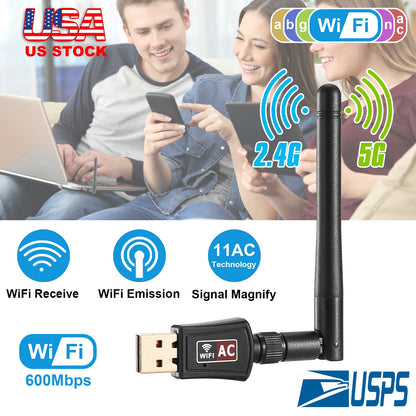 USB WiFi Adapter AC600 Dual Band with Rotating Antenna