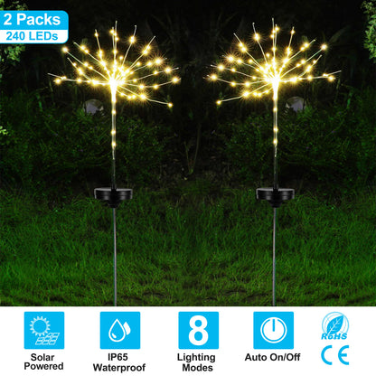 Solar Starburst Lights 240 LED Firework Garden Stake Lights