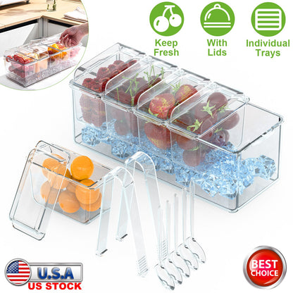 Ice Chilled Condiment Caddy with 5 Containers & Lids