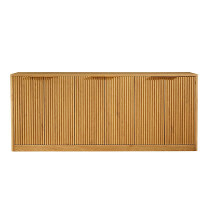 Fluted Sideboard Cabinet with 4-6 Doors and Wood-Grain Top