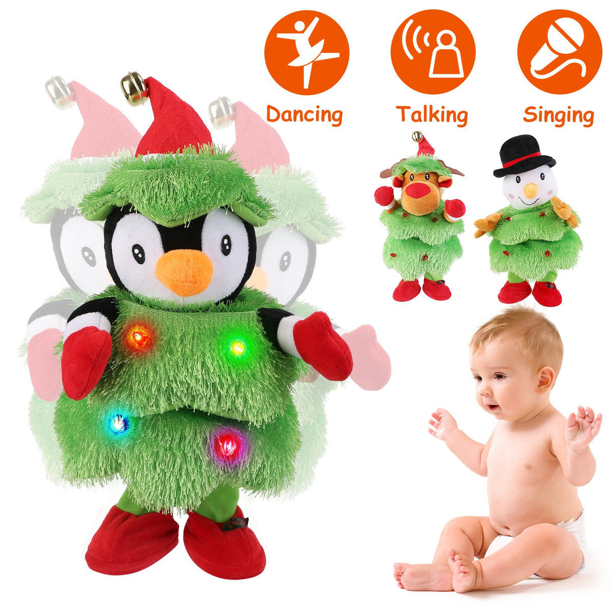 Dancing Singing Plush Toy with Mimicking & Light-Up Features