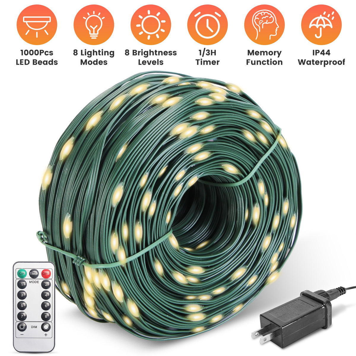 330FT 1000 LED String Lights with Remote & Timer