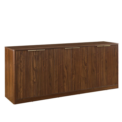 Fluted Sideboard Cabinet with 4-6 Doors and Wood-Grain Top