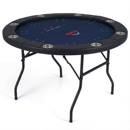 48 Inch Foldable Poker Table with 8 Cup Holders and Padded Edges