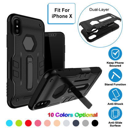 iPhone X Rugged Case with Kickstand - Dual Layer Protection