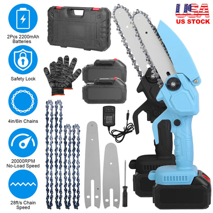 Mini Chainsaw Cordless Electric with 4in & 6in Chains