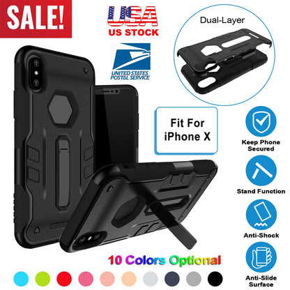 iPhone X Rugged Case with Kickstand - Dual Layer Protection